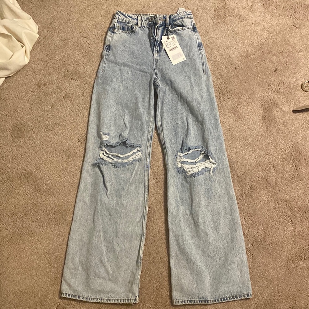 zara loose straight jeans - size 32 eur, 0 usa